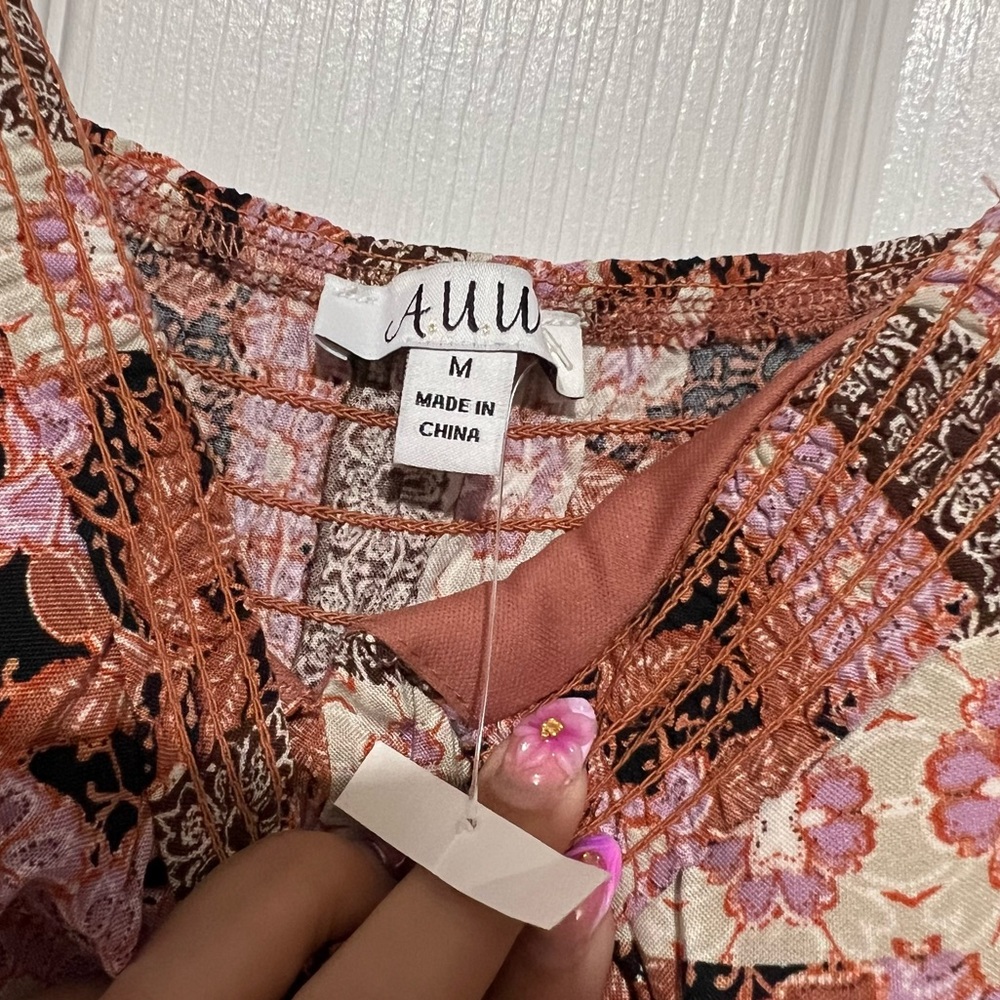 💗 *NEW* A.U.W. - Womena Bohemian Pink and Brown Full Length Jumpsuit - Picture 6 of 11